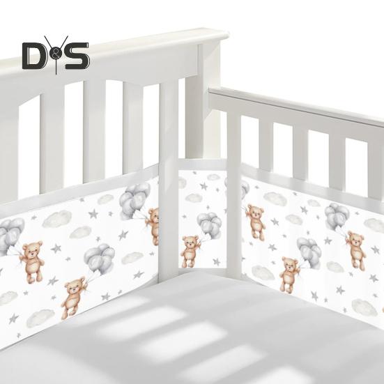 Breathable Mesh Crib Liner with Double-Sided Straps Baby Crib Safety Mesh Barrier Easy Installation Limb Protection Crib Bumper