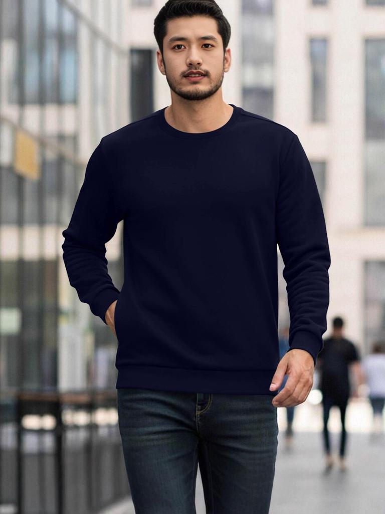 Herren Winter Schweres Plus Samt Rundhals Sweatshirt - Locker Lässig Sport Außenbekleidung
