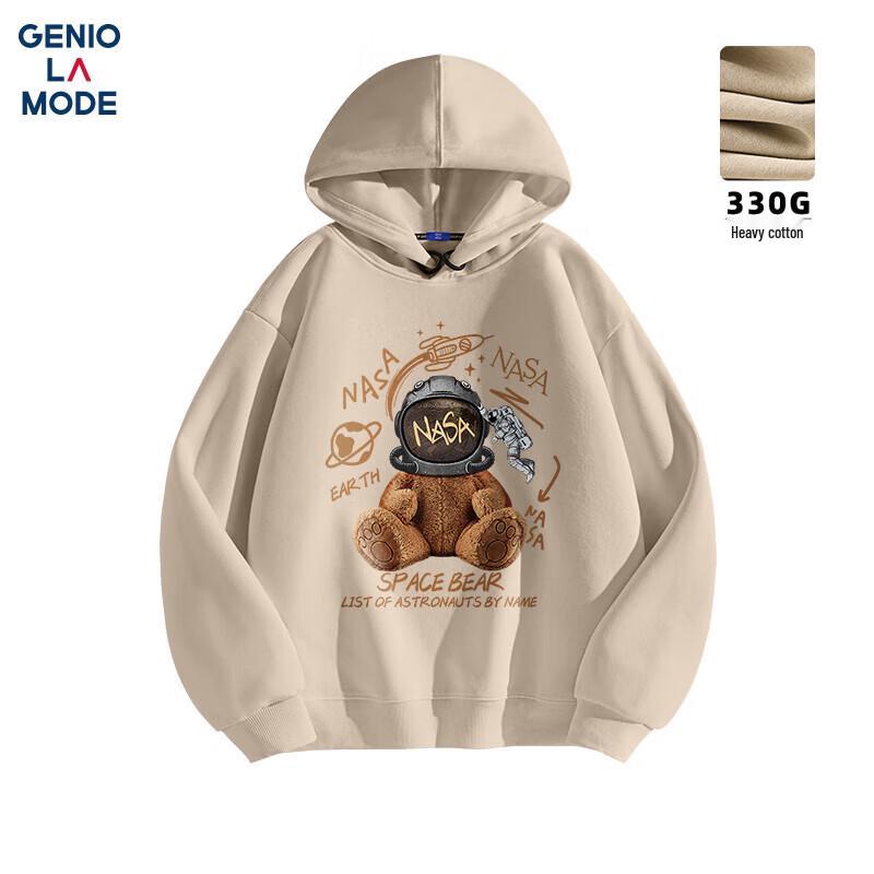 

GENIOLAMODE Men s Space Bear Graphic Hooded Sweatshirt 2XL