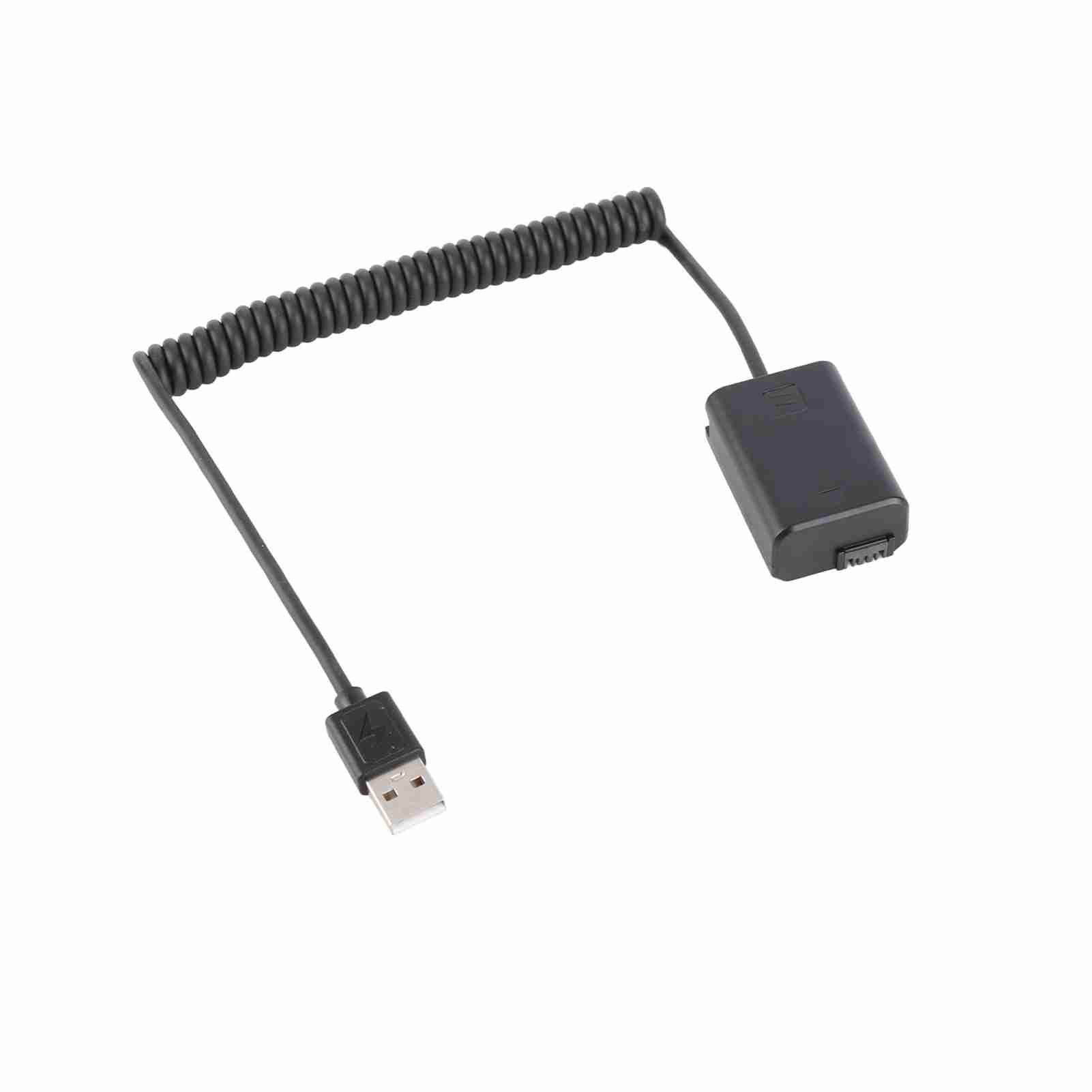

5V USB NP FW50 Dummy Battery Pack Coupler Adapter with Flexible Spring Cable Compatible with Sony A7 A7II A7R A7S A7RII чёрный