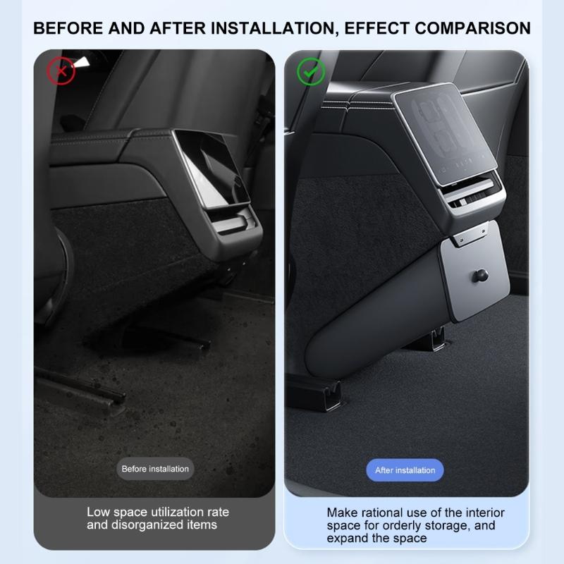 Double Purpose Auto Trash Can & Storage Box Secure Magnetic Mounting ABS Plastic Small Rear Seat Accessory for ModelY/3