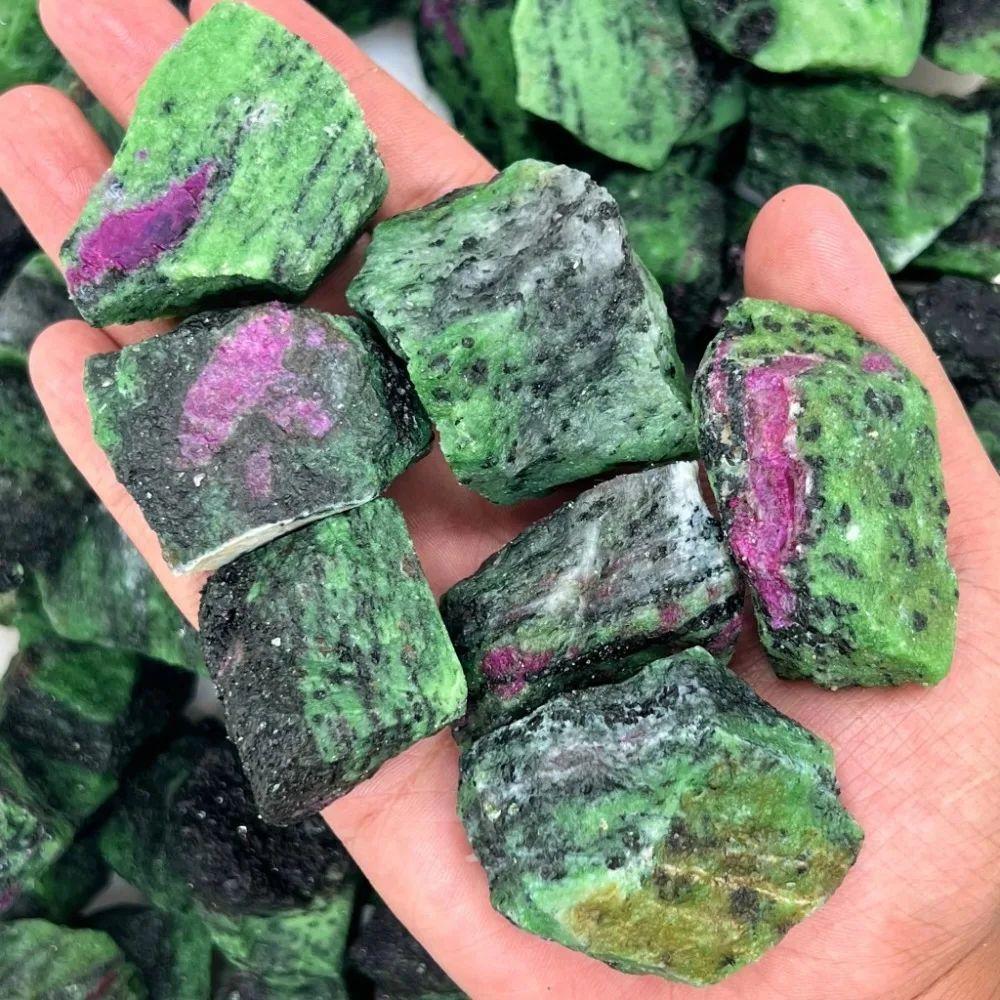Natural Ruby Zoisite Raw Stones Reiki Healing Crystal Red Green Treasure Gem Aromatherapy Stone Diffuser Meditation For Gift