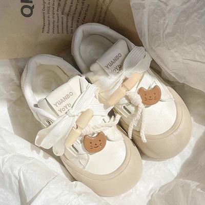 Milk Tea Ugly Cute Platform Big Head Shoes Women's 2025 Autumn New Versatile Niche Ins Casual Bread Little White Board Shoes