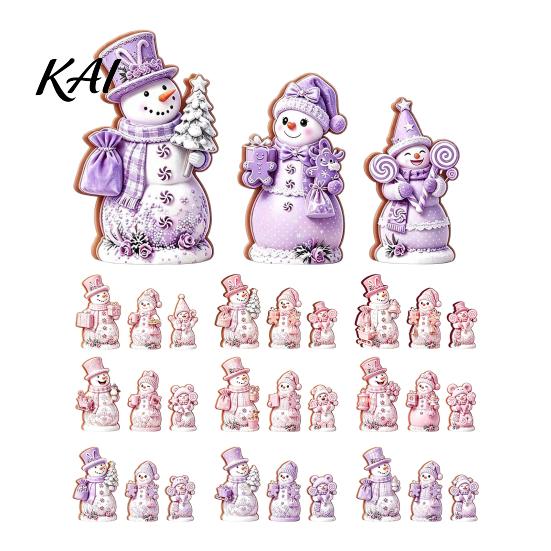 Christmas Window Display 3PCS Snowman Wooden Ornaments, Decorative Cute Festive Figures, Rustic Holiday Ornaments High-definition Printing Crafts for