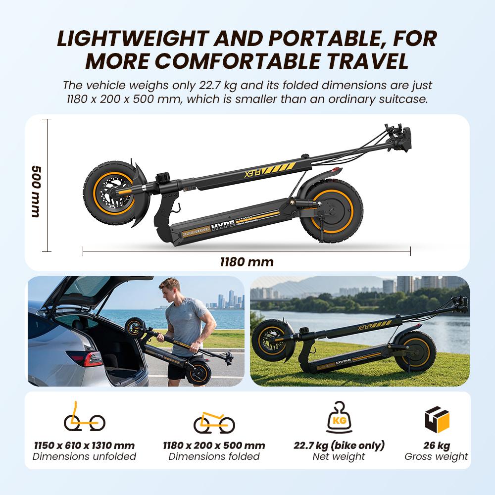 IScooter W9Air Elektryczna hulajnoga 40KM/H 10" Opona terenowa Off-Road Silnik 800W Bateria 48V/10Ah Podwójny hamulec tarczowy E Hulajnoga