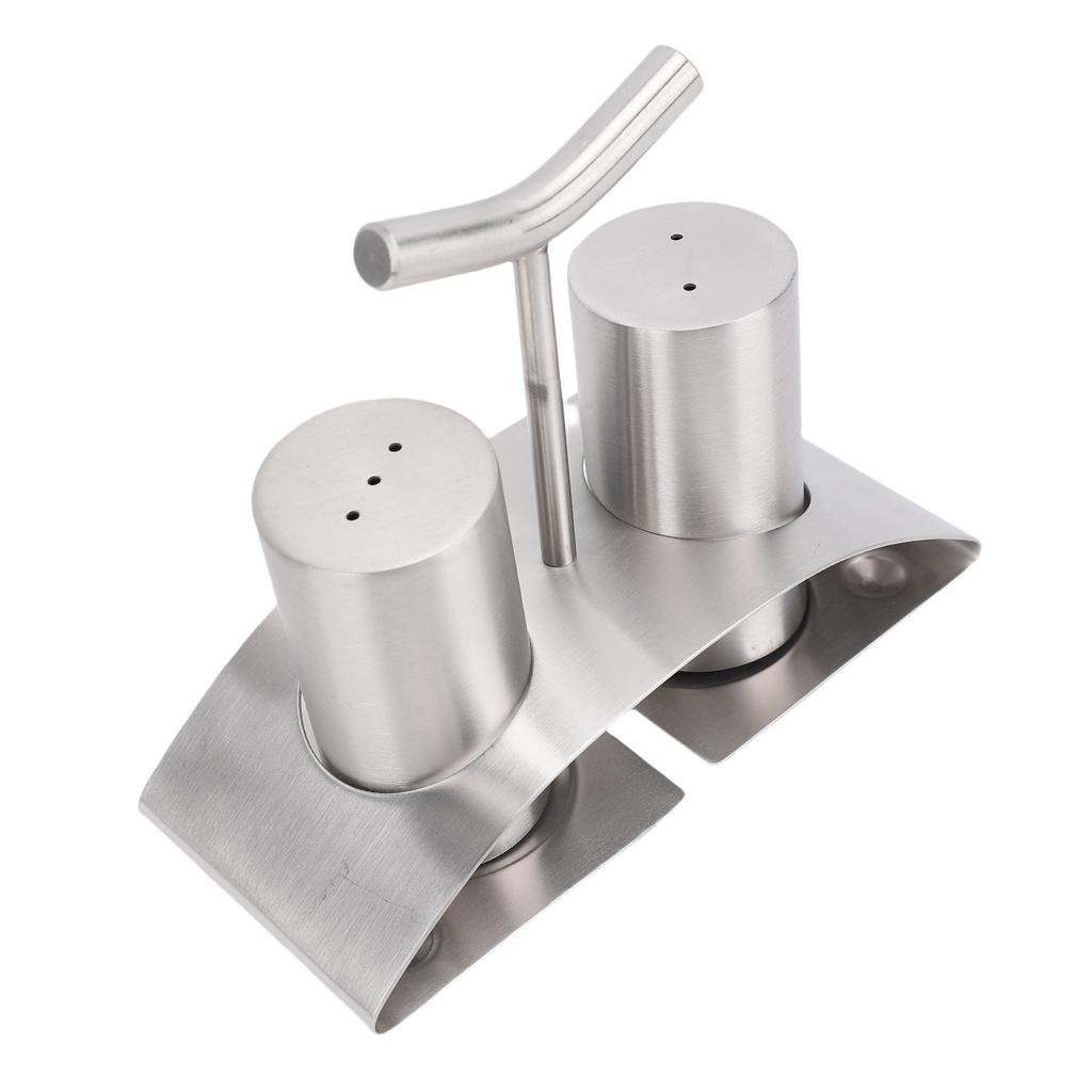 2PCS Kitchen Seasoning Jars 304 Stainless Steel Seasoning Container Condiment Bottle with Rack for