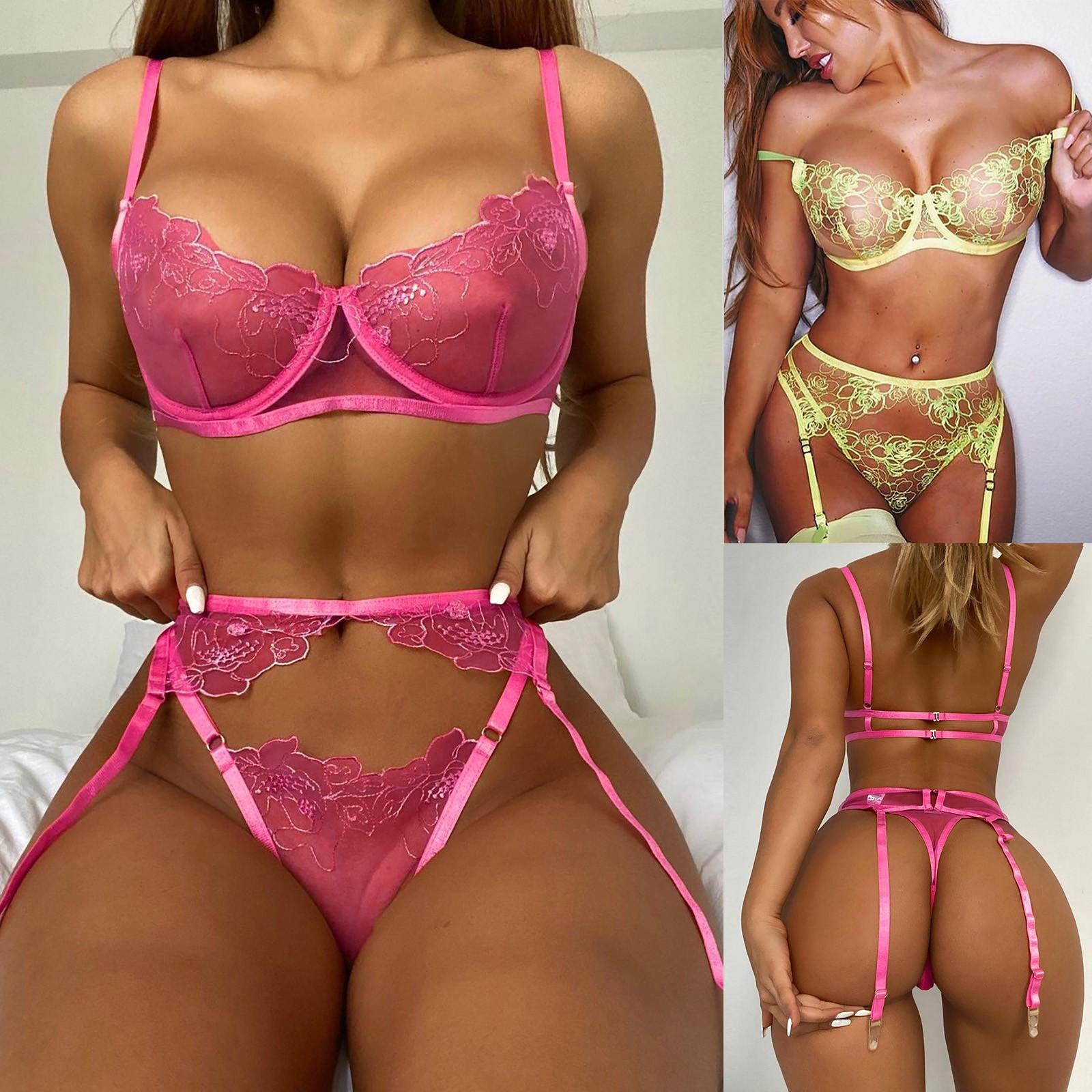 

Изысканные сетки сетки белье Bra Garter Briefs Установить Babydoll Cut-Out Sleepwear