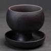 Japanese Style Round Ceramic Coffee Cup Kiln Glaze Handcrafted Rotate Tea Cup 150ML with Saucer Retro Latte Cup Home Use