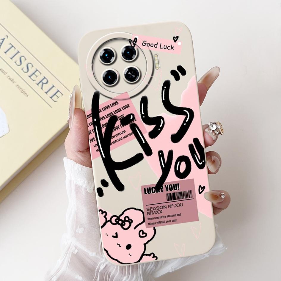 For Tecno Spark 20 Pro+ 2024 Case Fashion Flower Cactus Soft Liquid Silicone Lens Protective Cover on Spark 20 Pro Plus KJ7 Etui