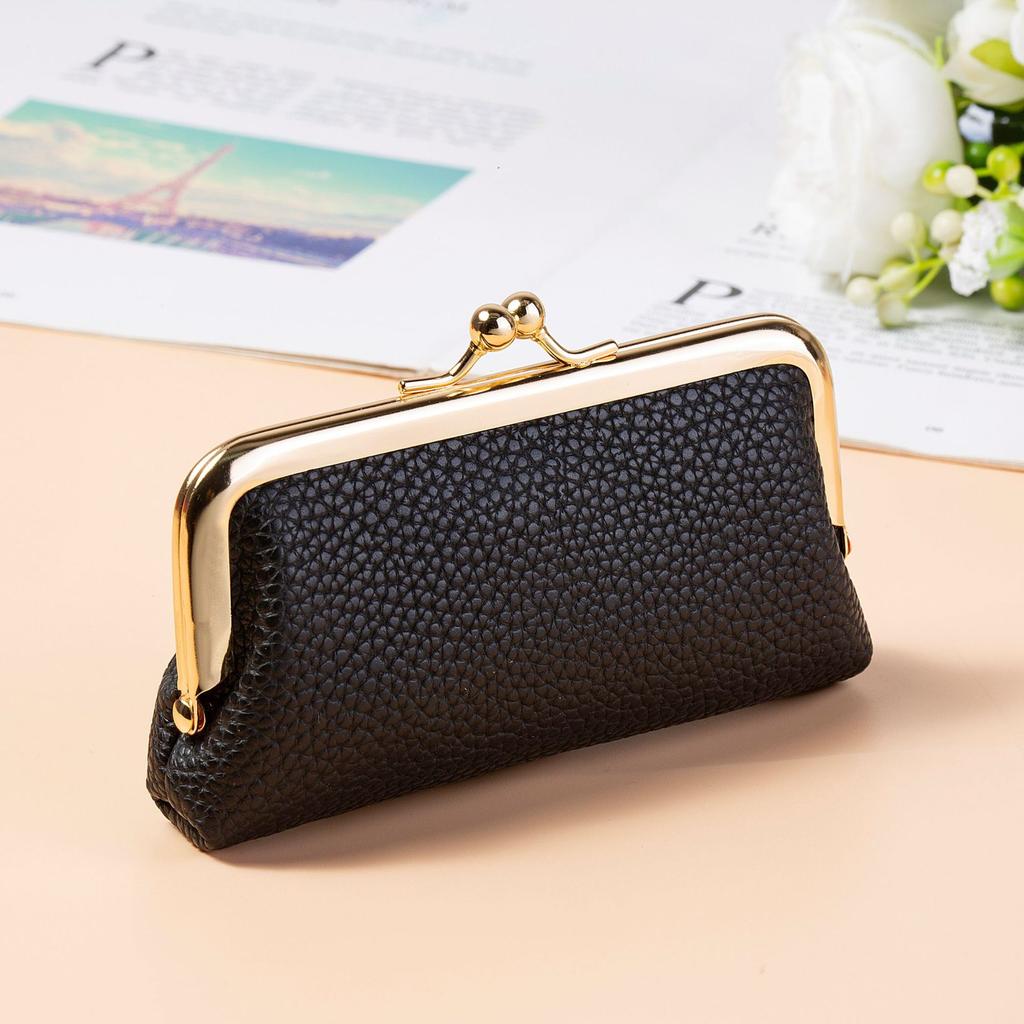 Niche Fashion Mouth Red Envelope Mini Compact Wallet Storage Bag Female PU Leather Clip Bag Trendy
