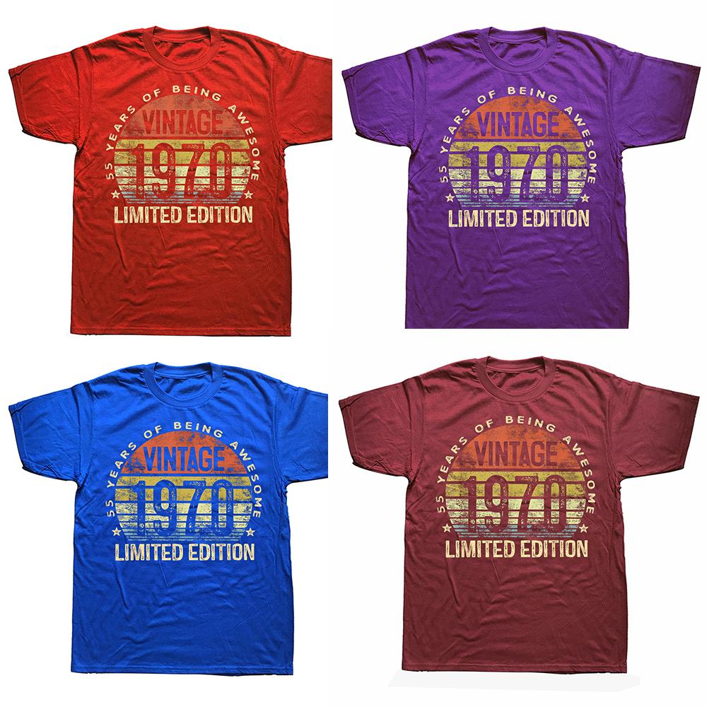 Vintage 1970 Limited Edition 55YearOld Gifts 55th Birthday Tshirt Men Hip Hop Oversized T Shirt 100 Cotton Comfort Tshirts
