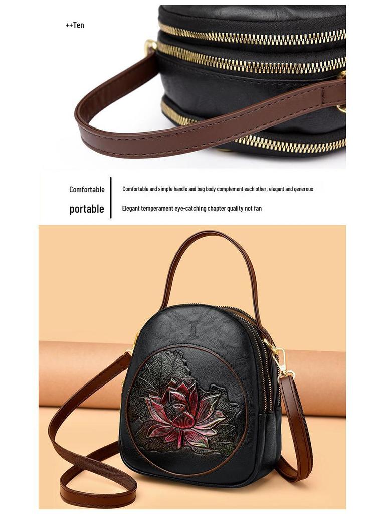2025 Autumn-Winter Women's Lotus Handbag: Versatile Embossed Crossbody & Shoulder Bag