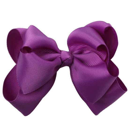 

Bow Hairpin Safety Alloy Hair Clip with Burr-Free Metal Spring Double-Layer Threaded Webbing Bow Kids Non-Slip Hair Accessory фіолетовий