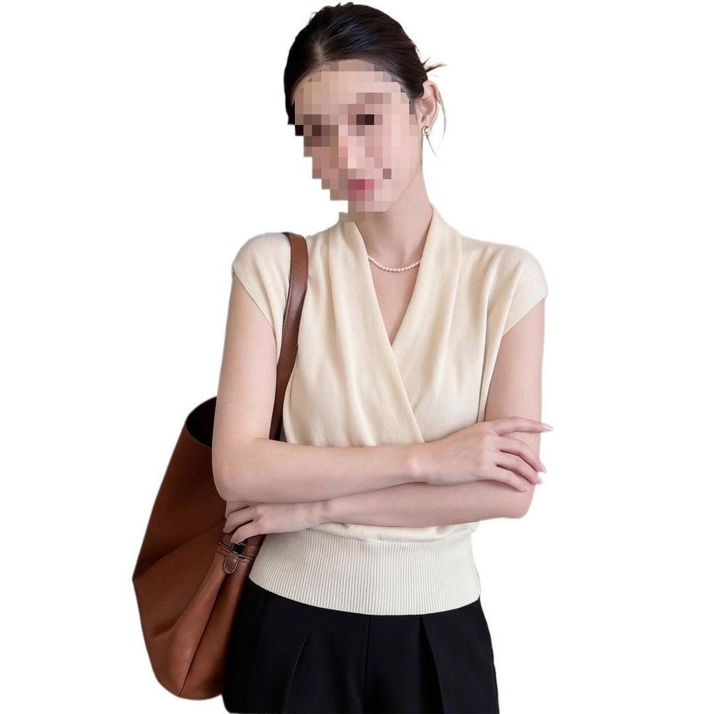 Women's Waist-Cinched Tencel Short-Sleeve Knit Top - Slimming, Stylish, Chic Summer Casual
