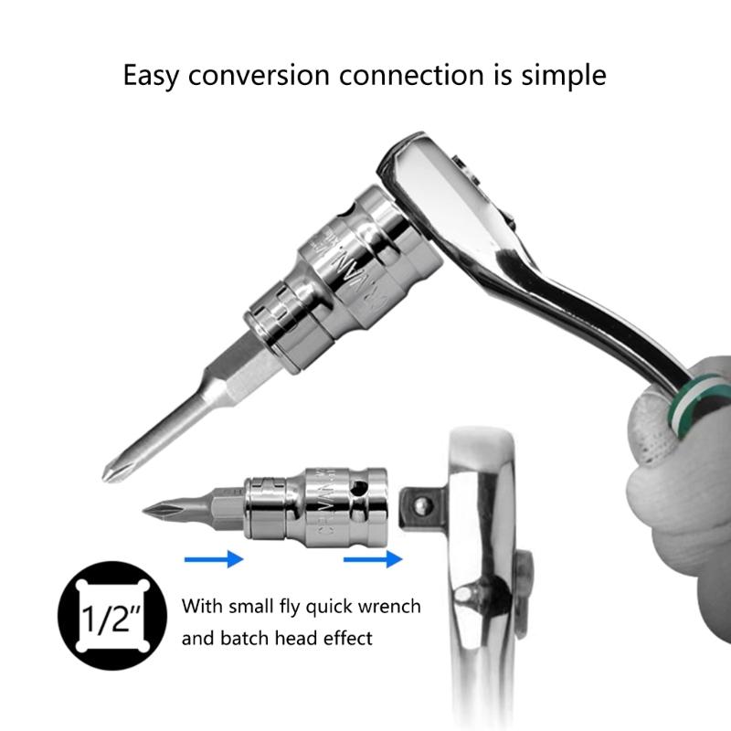 Retractable Hexagonal Socket Bit Adapter for 1/2 Electric Wrench Adapter Efficient Screw Replacement 12.5mm To 8/10mm