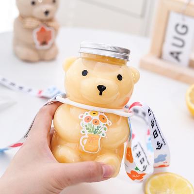 Garrafas de bebida descartáveis urso bonito copo de plástico suco bebidas garrafas de armazenamento