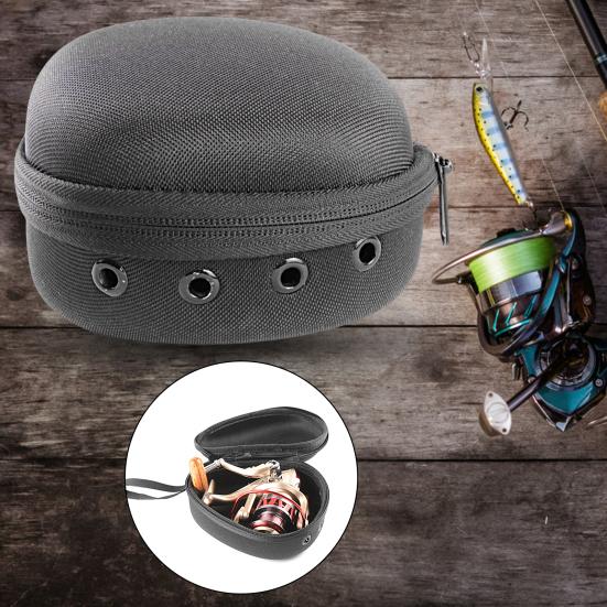 Fishing Reel Bag with Drain Hole Zipper Closure Waterproof Drum/Spinning/Raft Reel Fishing Pouch