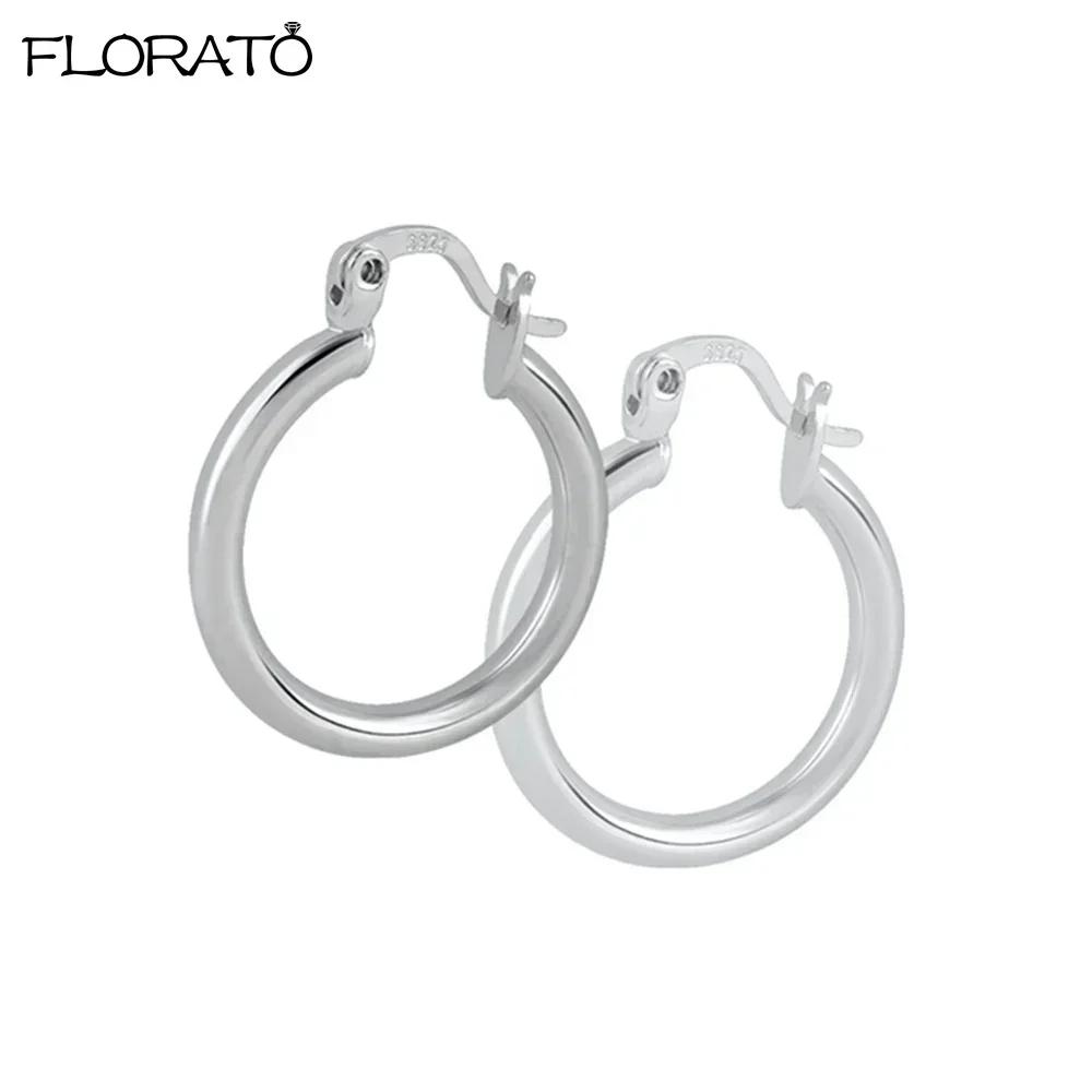 925 Silver Ear Needle Simple 10/15/25mm Hoop Earrings for Women Round Dangle Gold Earrings Fashion Korean Jewelry
