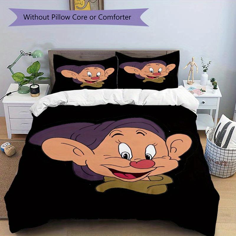 3pcs Snow White Dopey Cartoon Bedding Set Includes 1 Quilt Cover and 2 Pillowcases, Comfortable Bedding W093