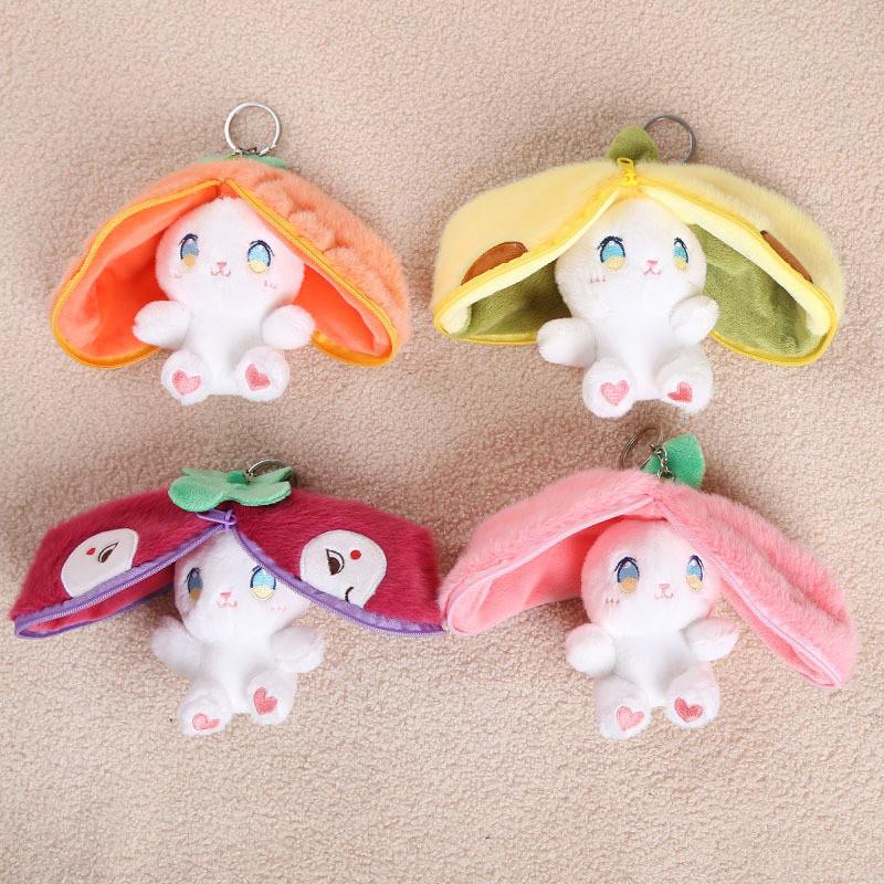 Plush Animal Keychain With Fruit Bunny Design For Girls And Kids