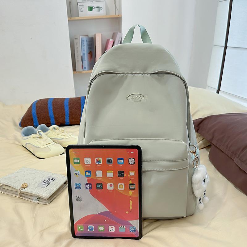 Solid Color Backpack Women's Large Capacity College Style Backpack Student Schoolbag