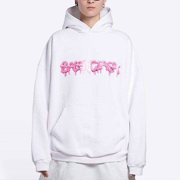 Balenciaga Wide Fit Hoodie 'White/Bubblegum' 675003TLVF29014