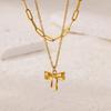 Stainless Steel Bowknot Pendant Necklace For Women Fashion Gold Color Clavicle Chain Bow Tie Necklaces Party Birthday Jewelry