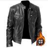 Southern winter warm button fashion domineering locomotive men's multi-pocket PU jacket stand-up neck zipper cardigan leather jacket