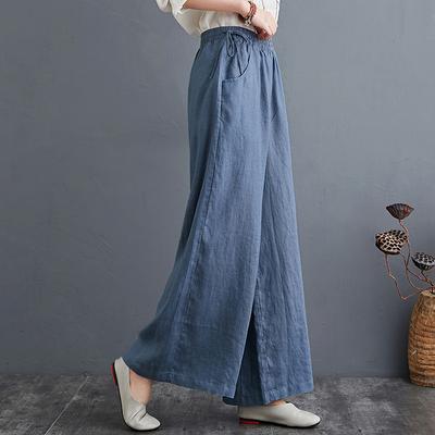 Spring and Summer Literary Cotton and Linen Pants Loose Large Size Wide-leg Pants High Waist Mopping Pants Straight Trousers Linen Women's Pants