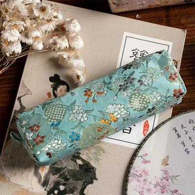 Large Capacity Pen Bag Retro Multifunction Chinese Embroidery Pencil Case Silk Brocade Storage Bag Students Gift