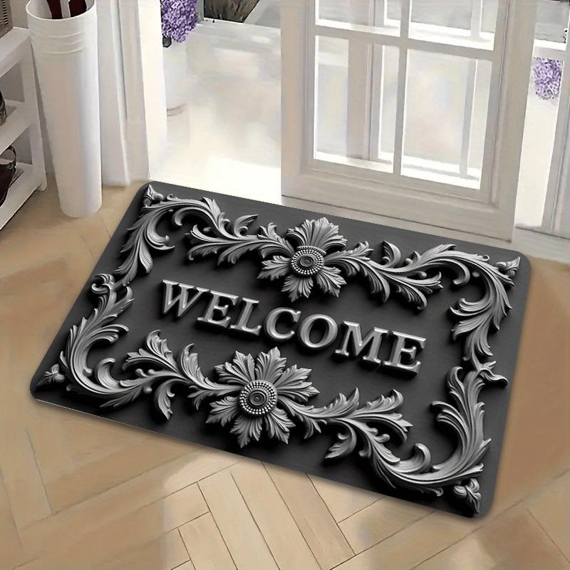 Blumenbordüre Fußmatte - Rutschfeste Türmatte, Innen-/Außenmatte für Eingangsbereich, Balkon, Waschküche Balkon Willkommensmatte