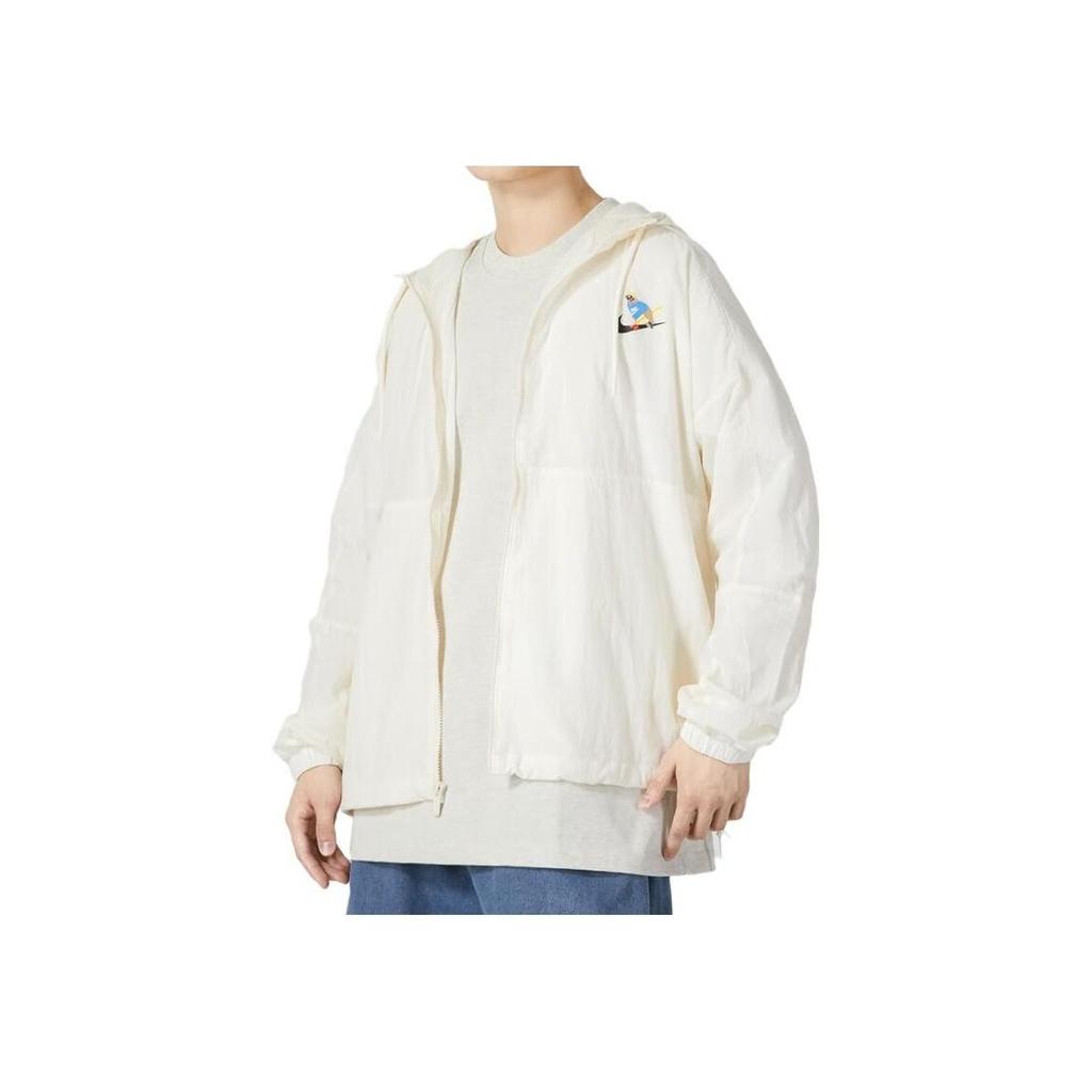 Nike Logo Print Casual Loose Sports Hooded Jacket Men Tops White FQ6999-110
