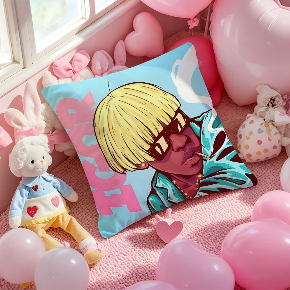 Rapper T-Tyler the Creator Cushion Cover Pattern Printed Pillowcase for Living Room Sofa Cushion Cover & Bedroom Decor