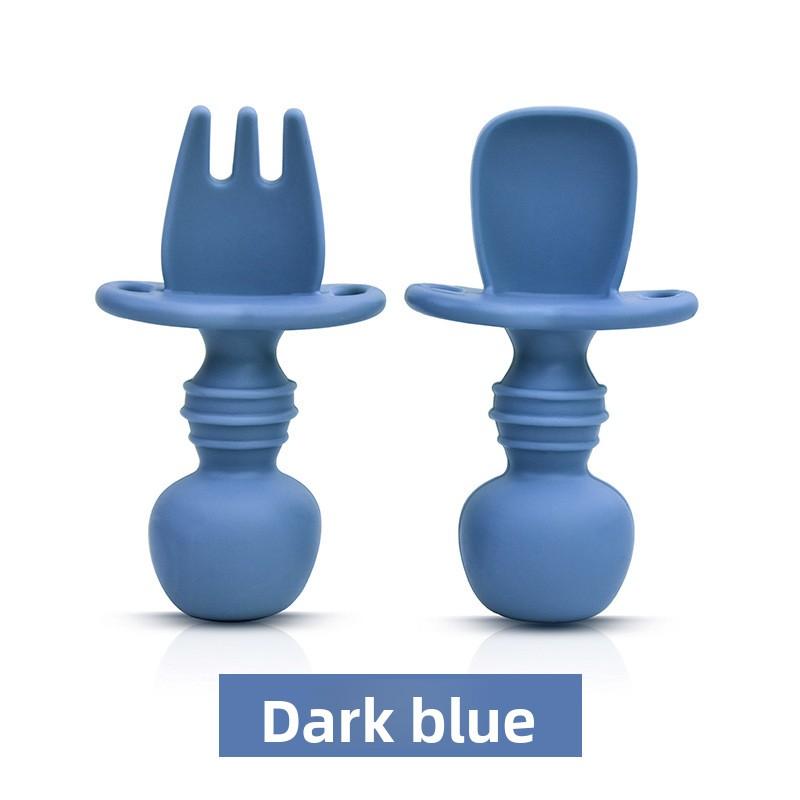 

Детская ложка с короткой ручкой для прикорма, мягкая, не травмирует зубы deep blue