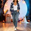 Women's Lightweight Loose Fit Vintage Floral Print Three-Quarter Sleeve Cardigan for Casual Daily Wear