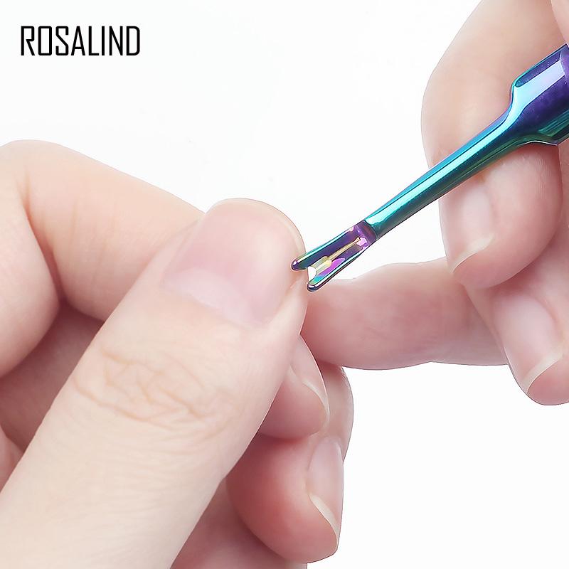 ROSALIND Nail Manicure Tool Cuticle Pusher Nail Remove Dead Skin Removal Rainbow Stainless Steel Cuticle Nail Art Tools