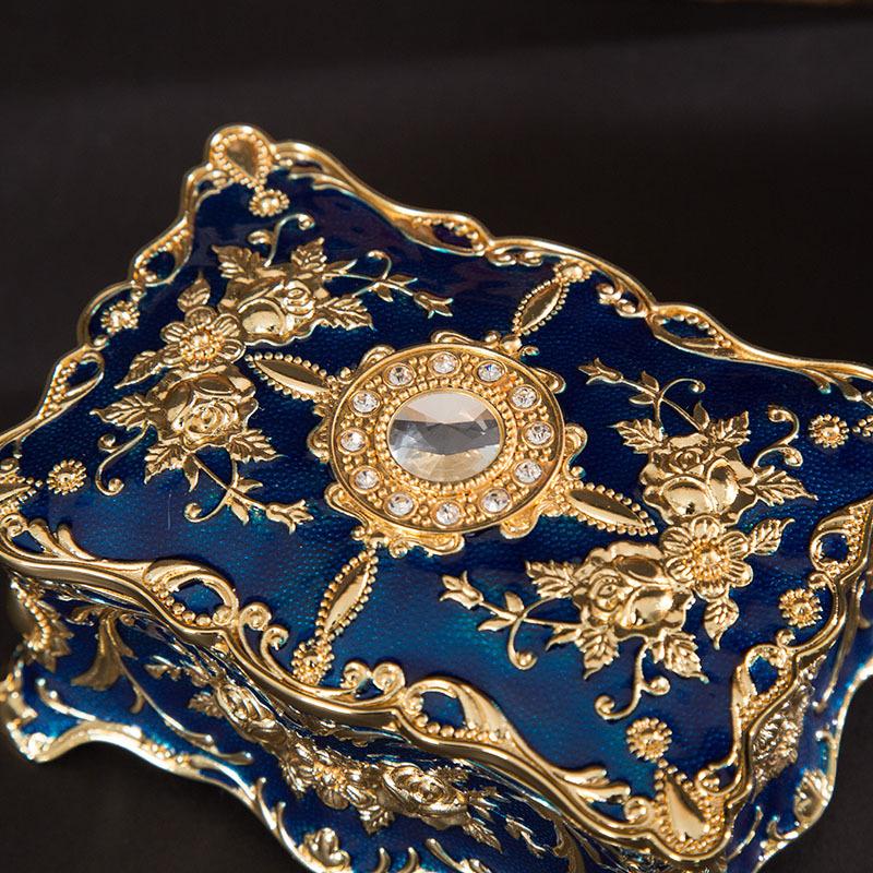 Retro Metal Crafts European Style Jewelry Box Creative High-end Ring Necklace Small Storage Box Gift