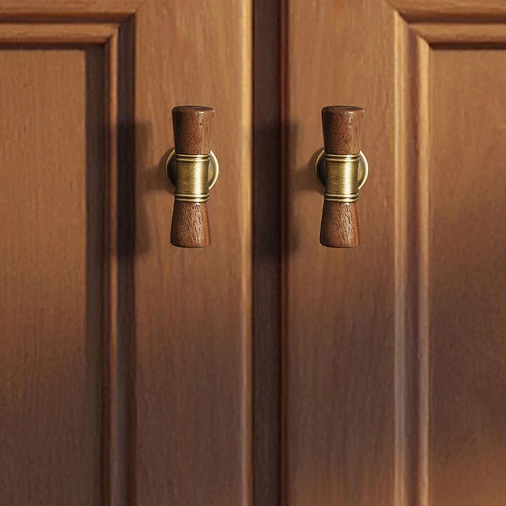 Walnut Drawer Pulls Brass Round Knobs Decorative Cupboard Handles Furniture Hardware
