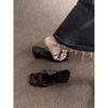 Evening Wind Female Leopard Print 2025 New Slope Heel Wear High Heels Slippers Thin Straps Summer Shoes Mezzanine French Sandals