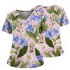 Women's Casual Printed V-Neck Pocket Side Slit Short Sleeved Top Short Sleeved Top