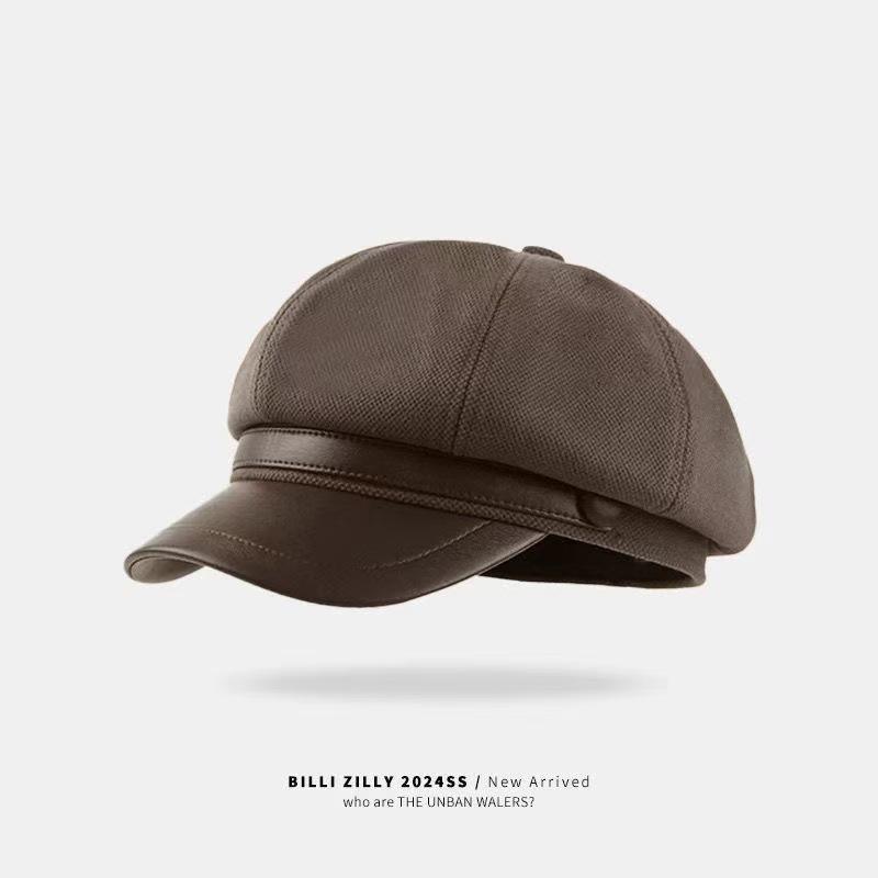 2024 Spring Women's Woolen Beret: Trendy Octagonal Hat, Slimming Artist Flat Cap
