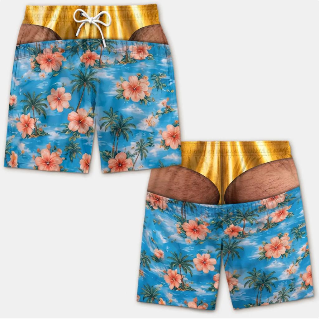 Men's Hawaiian Beach Shorts Quick Dry Swim Trunks