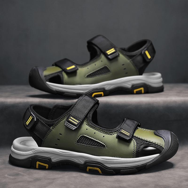 Pánské letní boty z pravé kůže, nové velké velikosti, pánské sandály, módní venkovní, plážové boty s protisrážkovou špičkou, rychleschnoucí, Roma boty