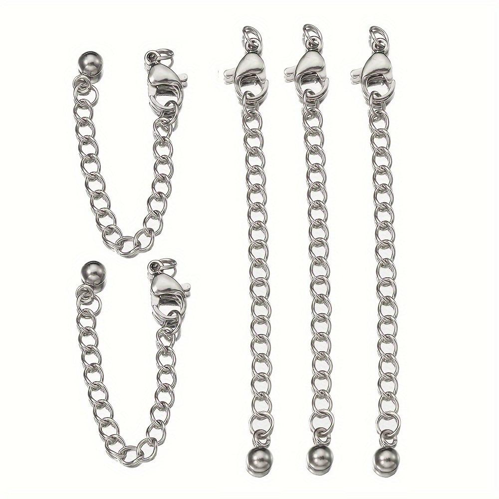 5pcs Stainless Steel Extension Tail Chain Lobster Clasps Connector Extended Chain Bracelet Necklace Jewelry Making DIY Component