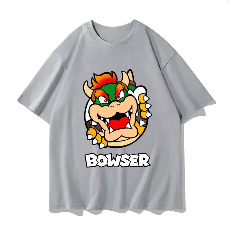 Super Mario Bowser T-shirt Men and Women Summer Cotton Y2K Clothing Fashion Breathable Anime Fans Short Sleeve Tops Streetwear