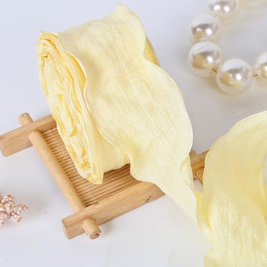 1 Roll 900x4CM Pleated Ribbon Trim DIY Sewing Flower Bridal Bouquets Gift Box Wrapping Ruffle Edge Ribbon Solid Polyester Decorative Ribbon