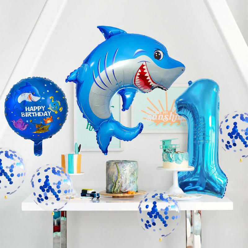 Lantern Fish Shark Whale Benny Crab Year Old Aluminum Film Balloon Digital Balloon Bundle