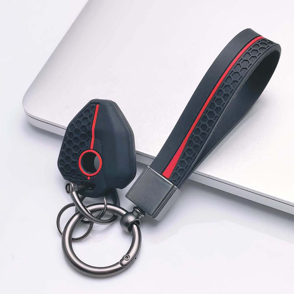 Key Holder Cover for CFMOTO 1-Button with Keychain Anti-Scratch Anti-Shock Keychain Holder Soft Silicone Motorcycle Key Protective Cover with keychain