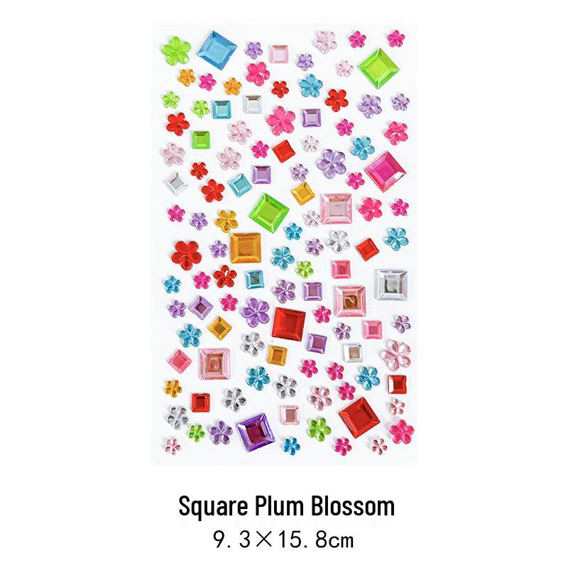 Gem Stickers: Kids' 3D Acrylic Crystal DIY Rhinestone Decorations, Colorful Cross-Border Designs for Girls
