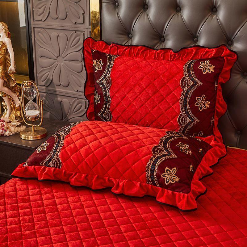 2pcs Crystal Velvet Pillowcase Solid Color Winter Warm Pillow Cases Decor Home Pillow Covers Bedding